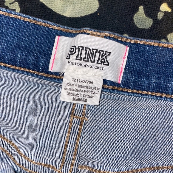 Victorias Secret PINK Denim short Shorts Cut off 12 Fray Daisy Dukes Blue - Picture 4 of 7